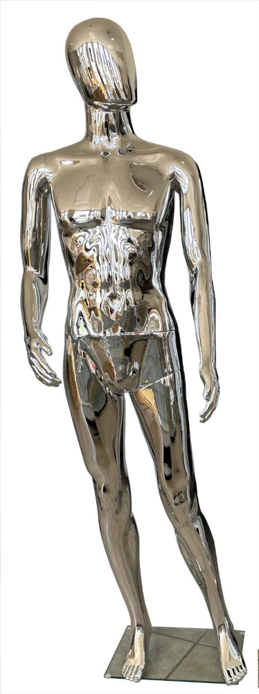 Male Plastic Mannequin Silver Chrome Finish
