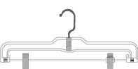 14" Clear Pant Hanger with Bar and Movable Clips