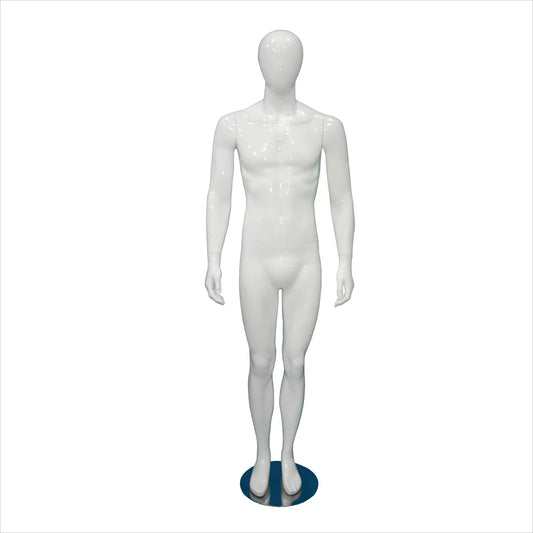 Male Fibre Glass Mannequin with head, hands by side, legs straight