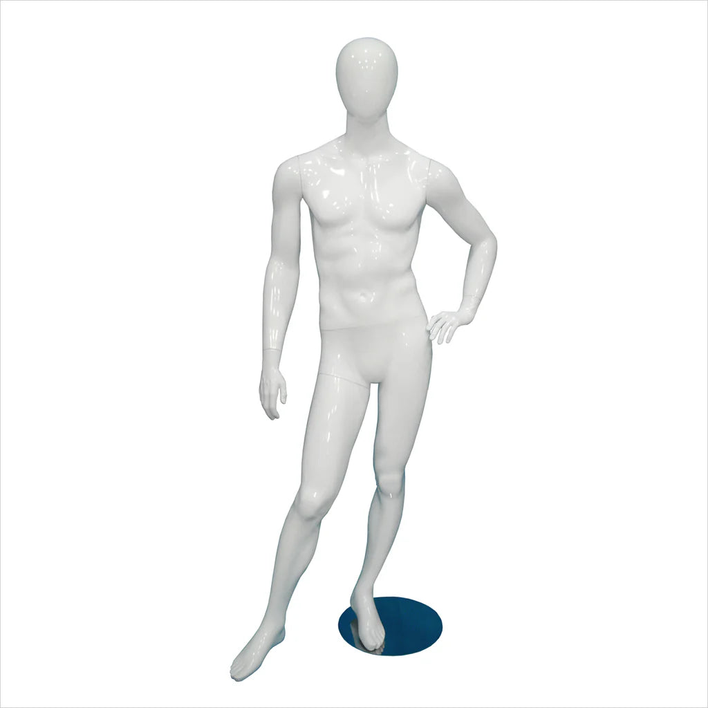 Male Fibre Glass Mannequin - Left Arm Bent + Right Leg Bent