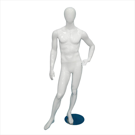 Male Fibre Glass Mannequin - Left Arm Bent + Right Leg Bent